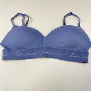PINK Victorias Secret 32C Wireless Pushup Bra Purple Blue Padded No Wire #0944